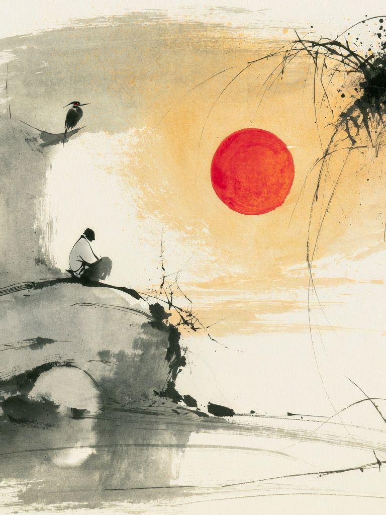 Zen Ink Landscape Poster. poster detail
