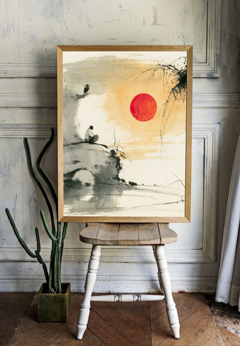 Zen Ink Landscape Poster. — room view 1