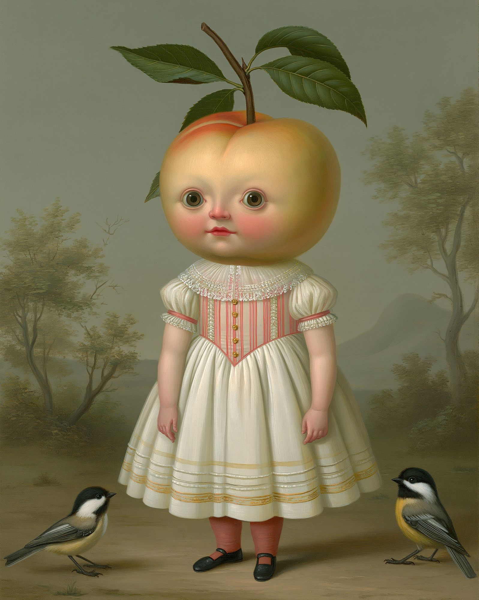 Peach Child Surrealism Print. poster detail