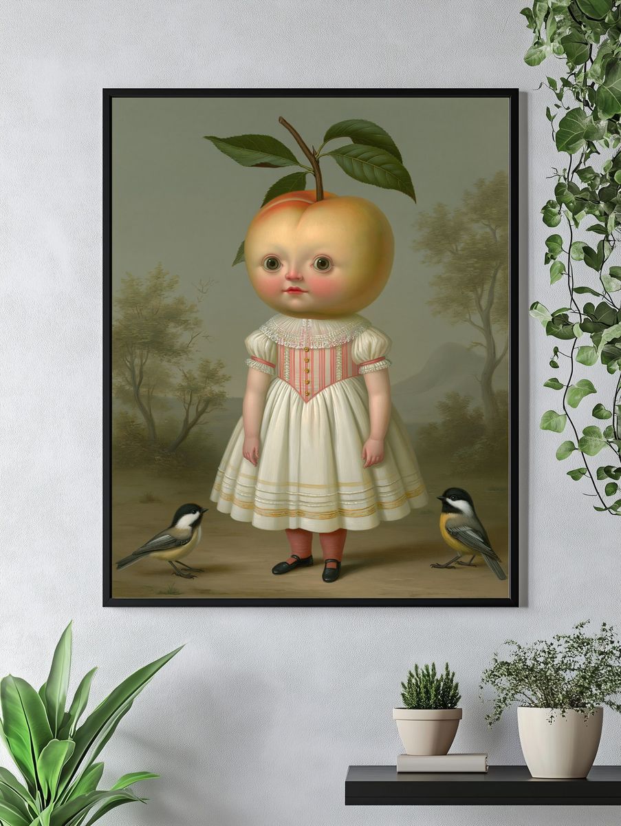 Peach Child Surrealism Print. — room view 4