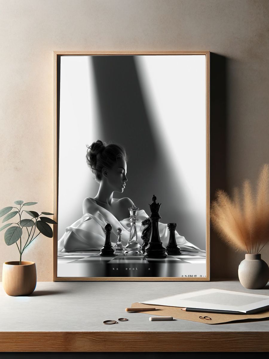 Chess Queen Surreal Print. — room view 2