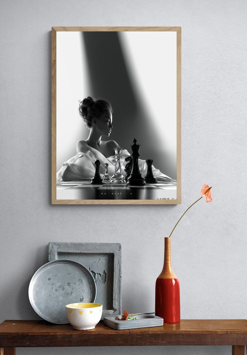Chess Queen Surreal Print. — room view 3