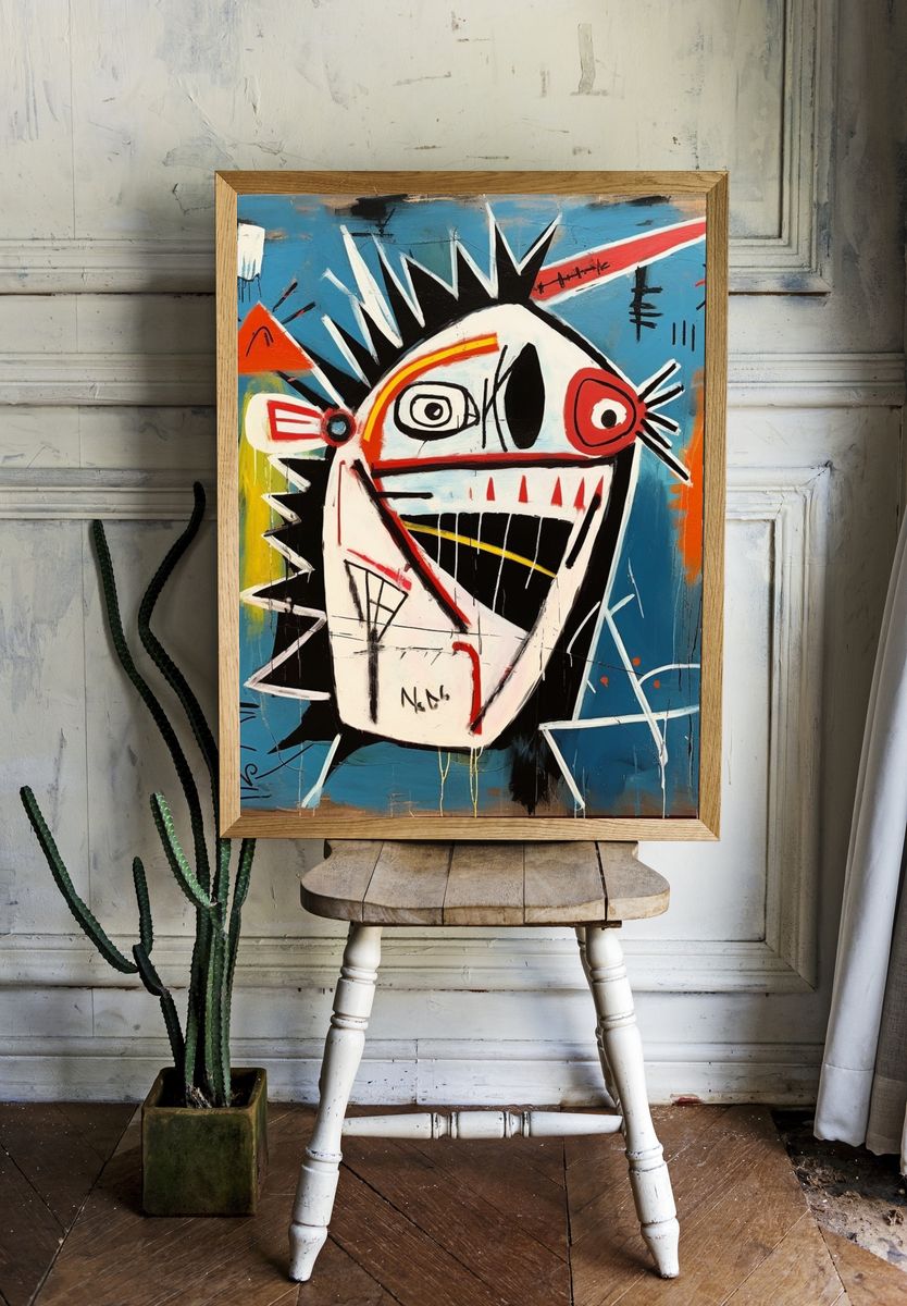 Abstract Face Street-Art Poster. room preview