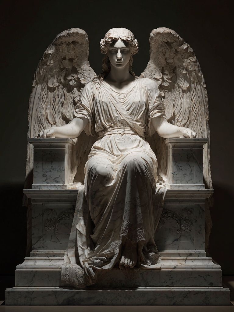 Marble Angel Sculpture Print. poster detail