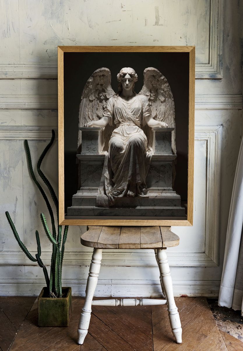 Marble Angel Sculpture Print. room preview