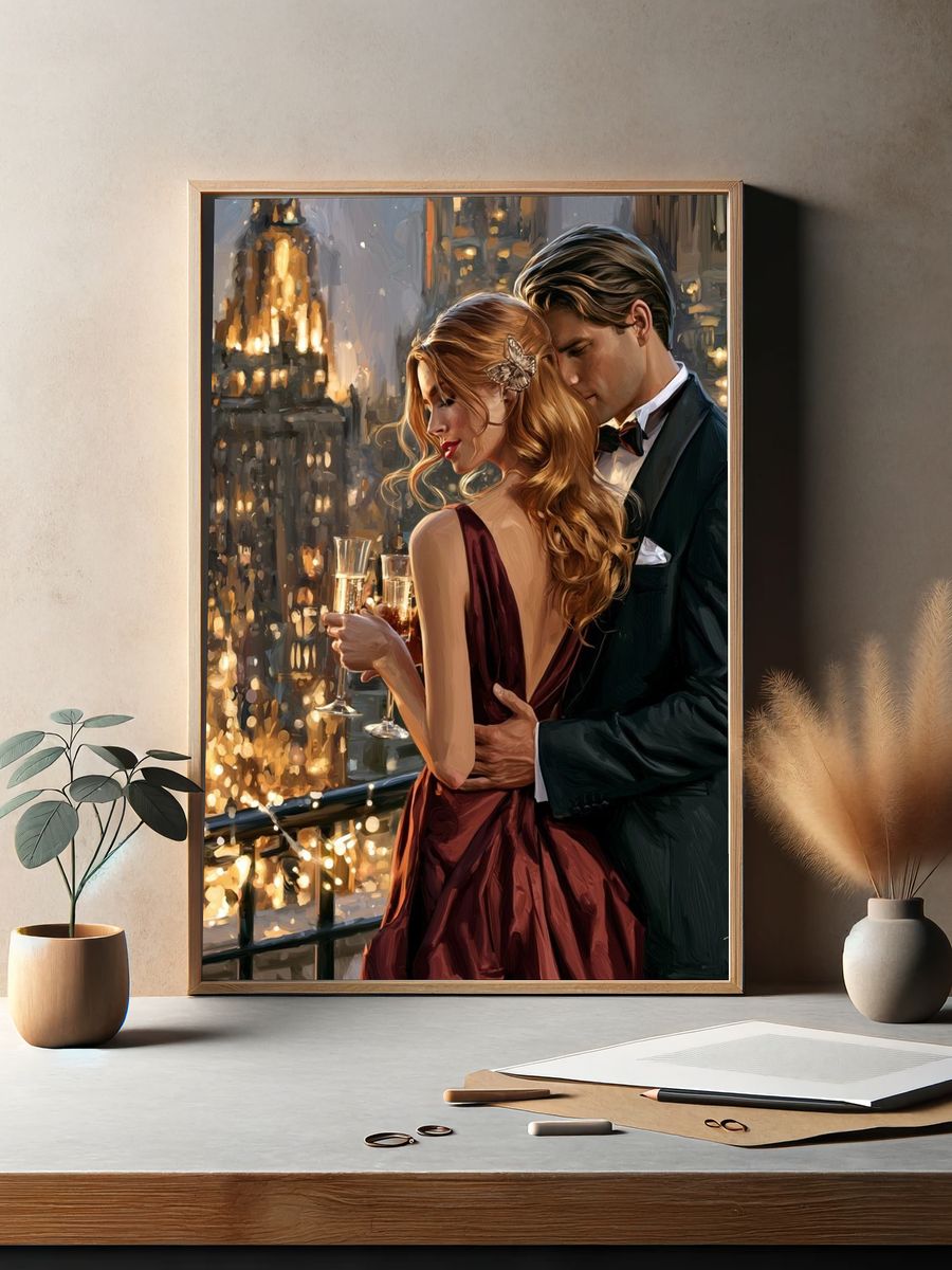 Romantic City Balcony — Fine-Art Print. — room view 2