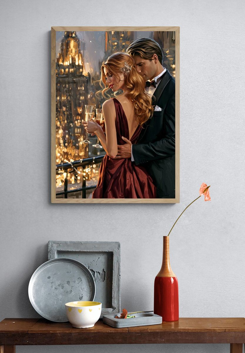Romantic City Balcony — Fine-Art Print. — room view 3