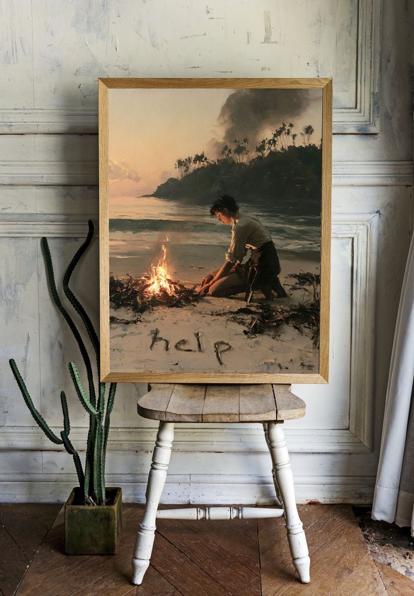 Beach Rescue Fine-Art Poster. room preview