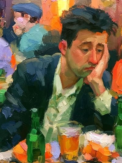 Lonely Man at Bar Fine-Art Poster. poster