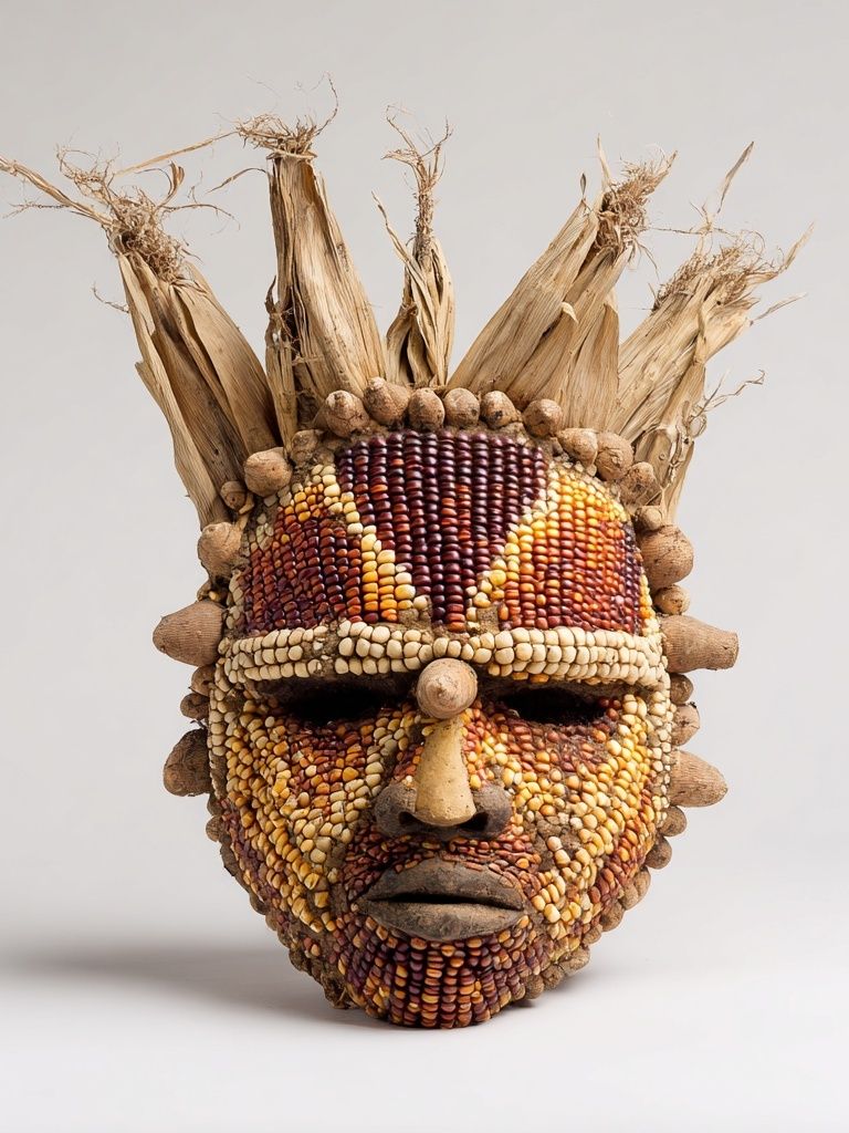 Corn Mask Sculpture Print. poster — fine-art art