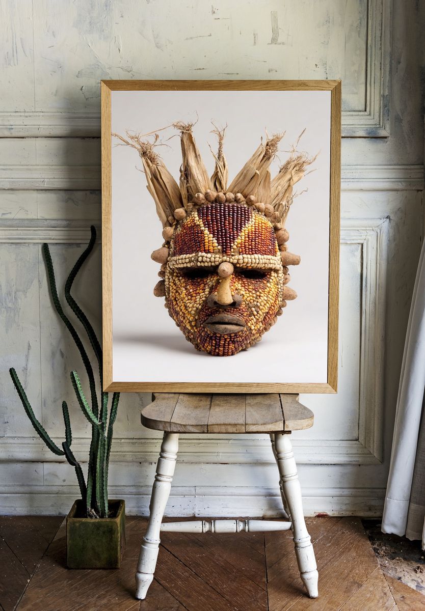 Corn Mask Sculpture Print. room preview