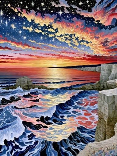 Surreal Coastal Sunset Poster. poster detail