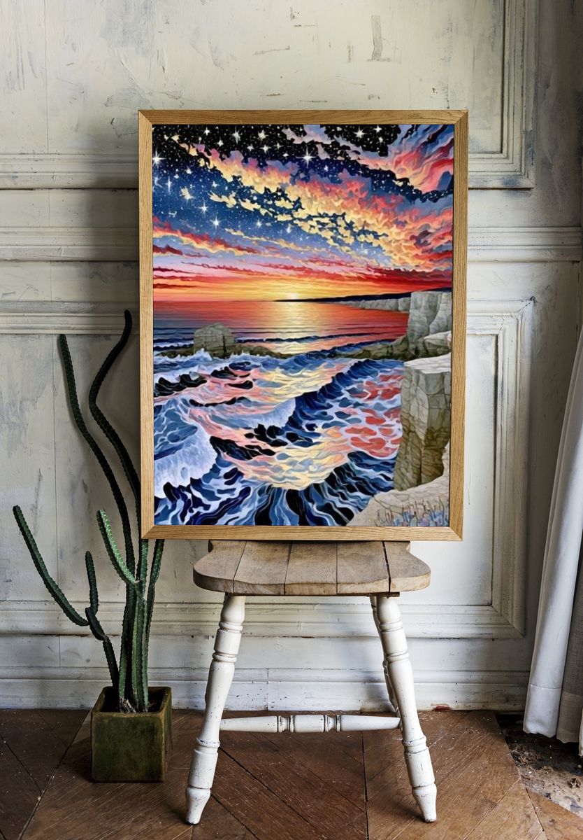 Surreal Coastal Sunset Poster. room preview