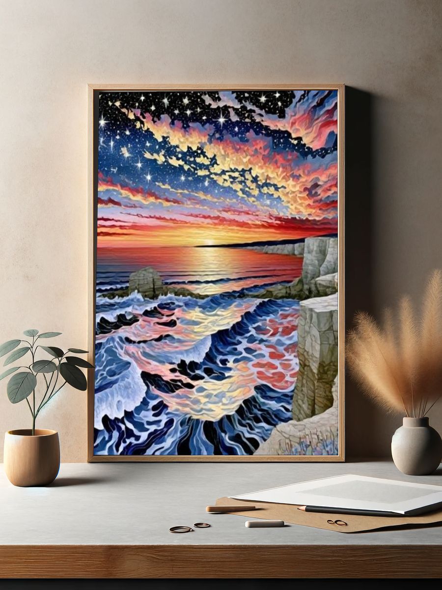 Surreal Coastal Sunset Poster. — room view 2
