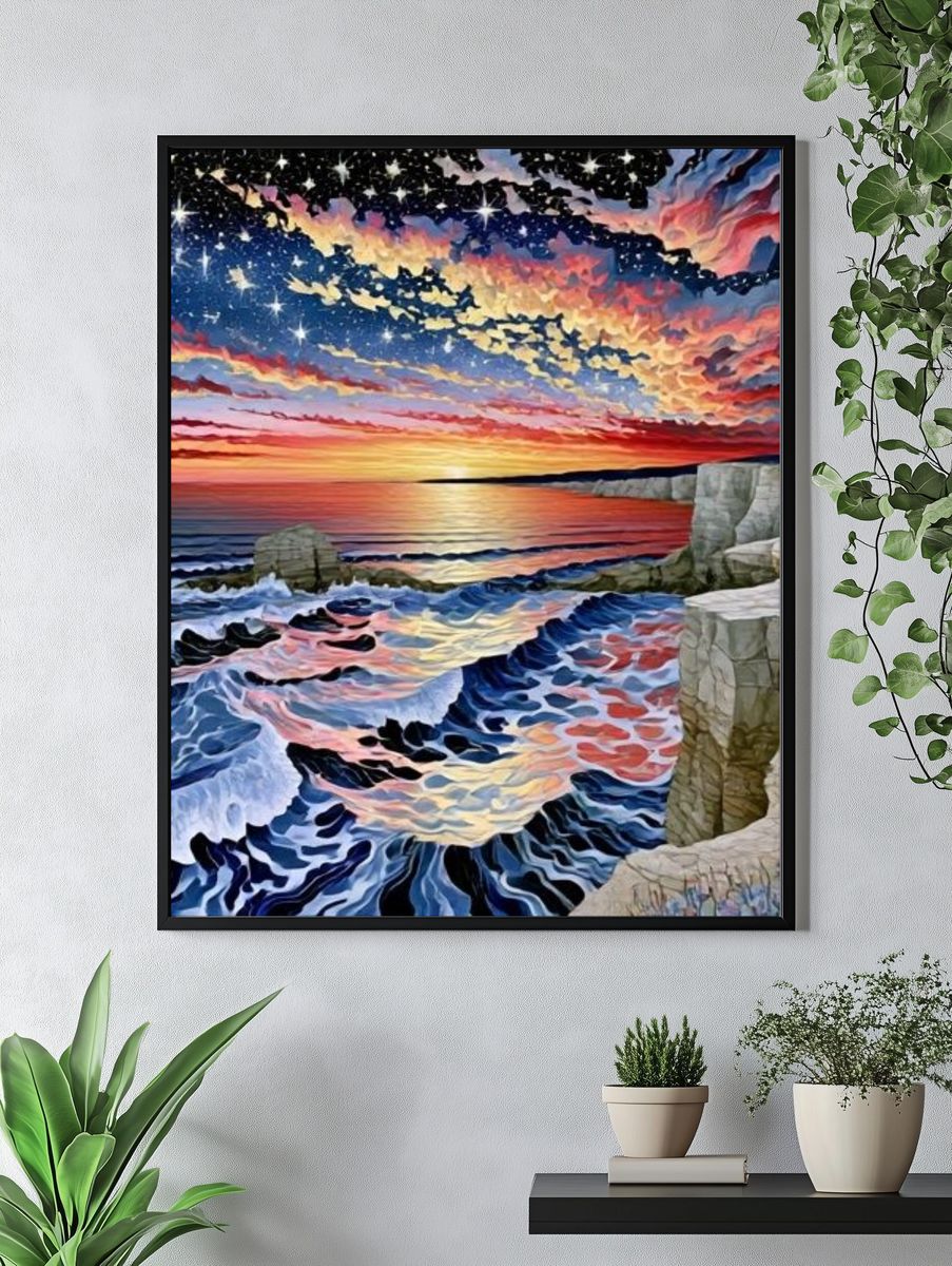 Surreal Coastal Sunset Poster. — room view 4