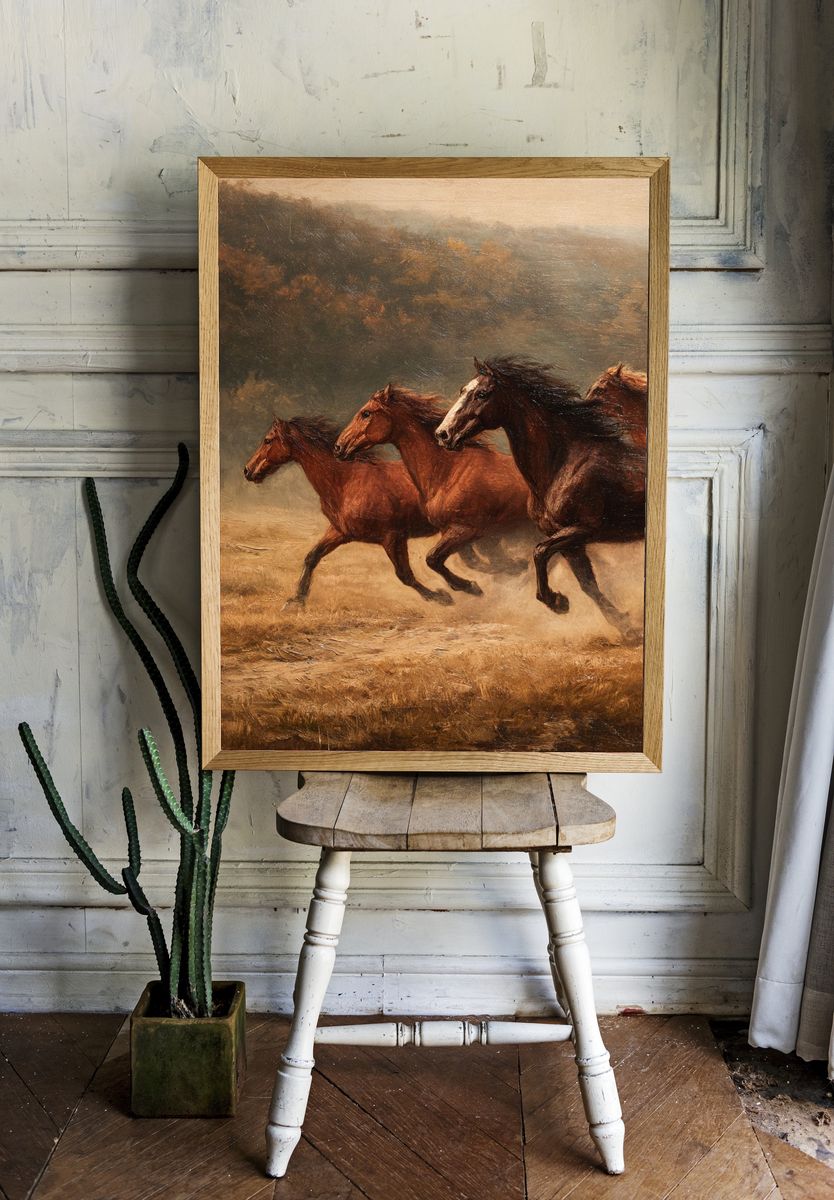 Running Horses Contemporary Print room preview