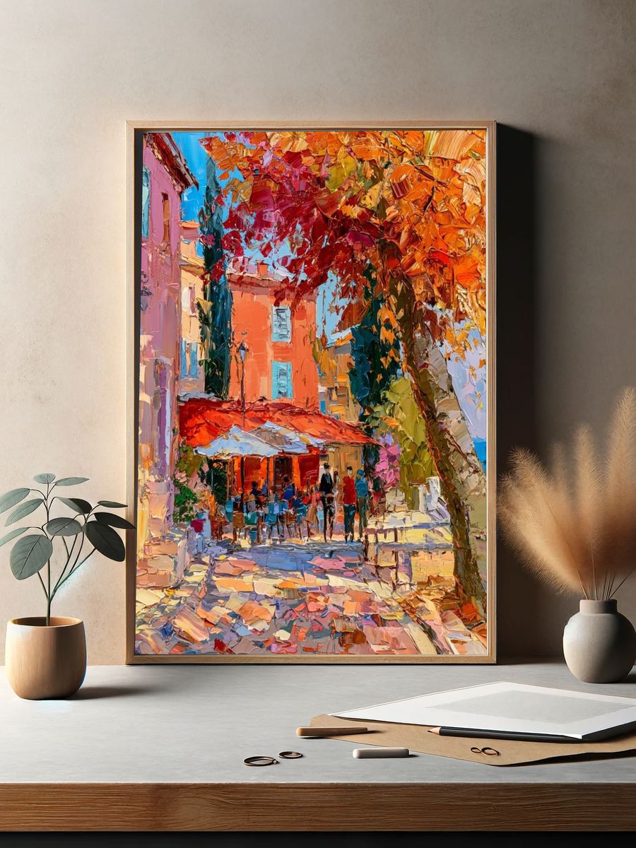 Mediterranean Street Cafe Print. — room view 2