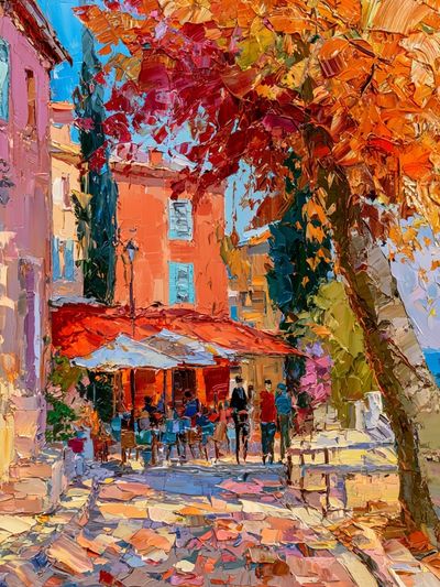 Mediterranean Street Cafe Print. poster