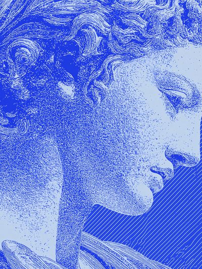 Classical Statue Blue Print Poster. poster print