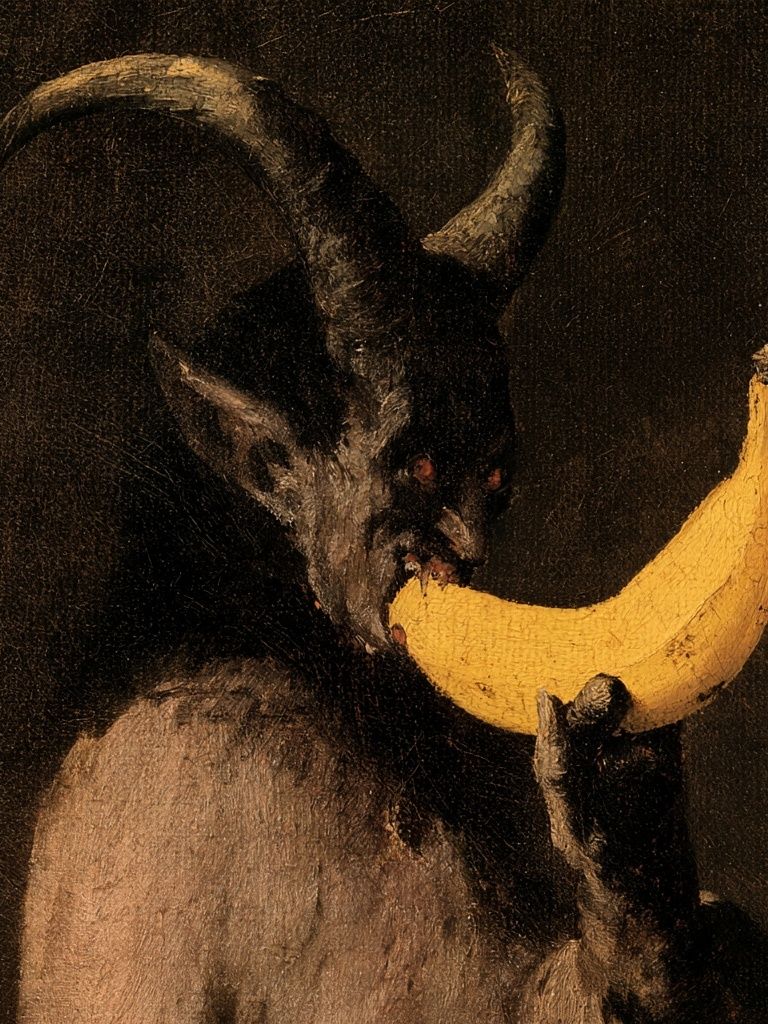 Goat with Banana Fine-Art Print. poster detail