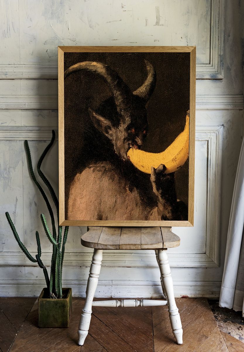 Goat with Banana Fine-Art Print. — room view 1
