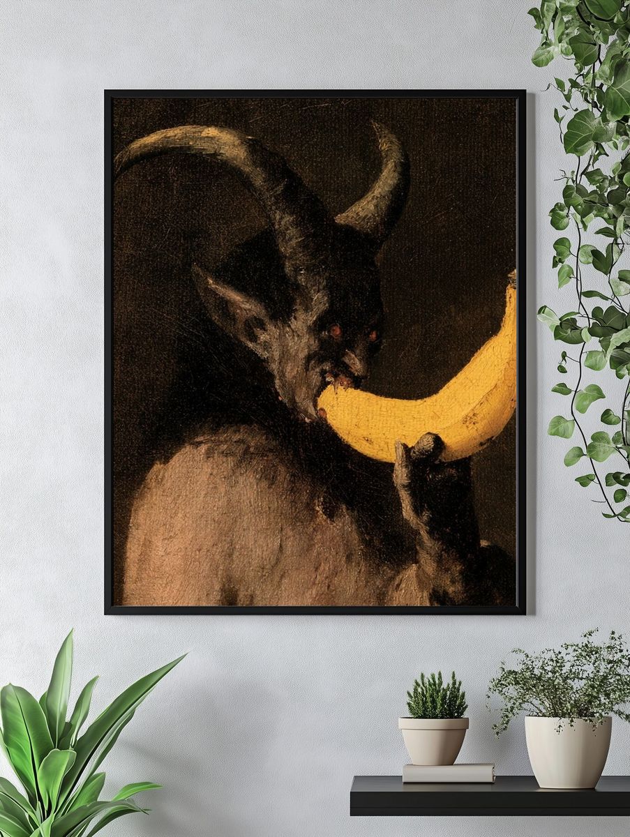 Goat with Banana Fine-Art Print. — room view 4