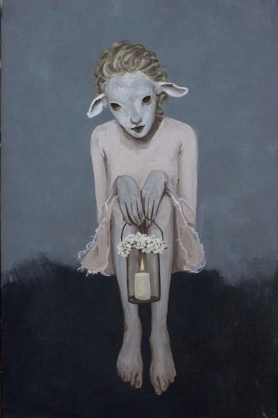 Sheep Mask Surrealist Print. poster print