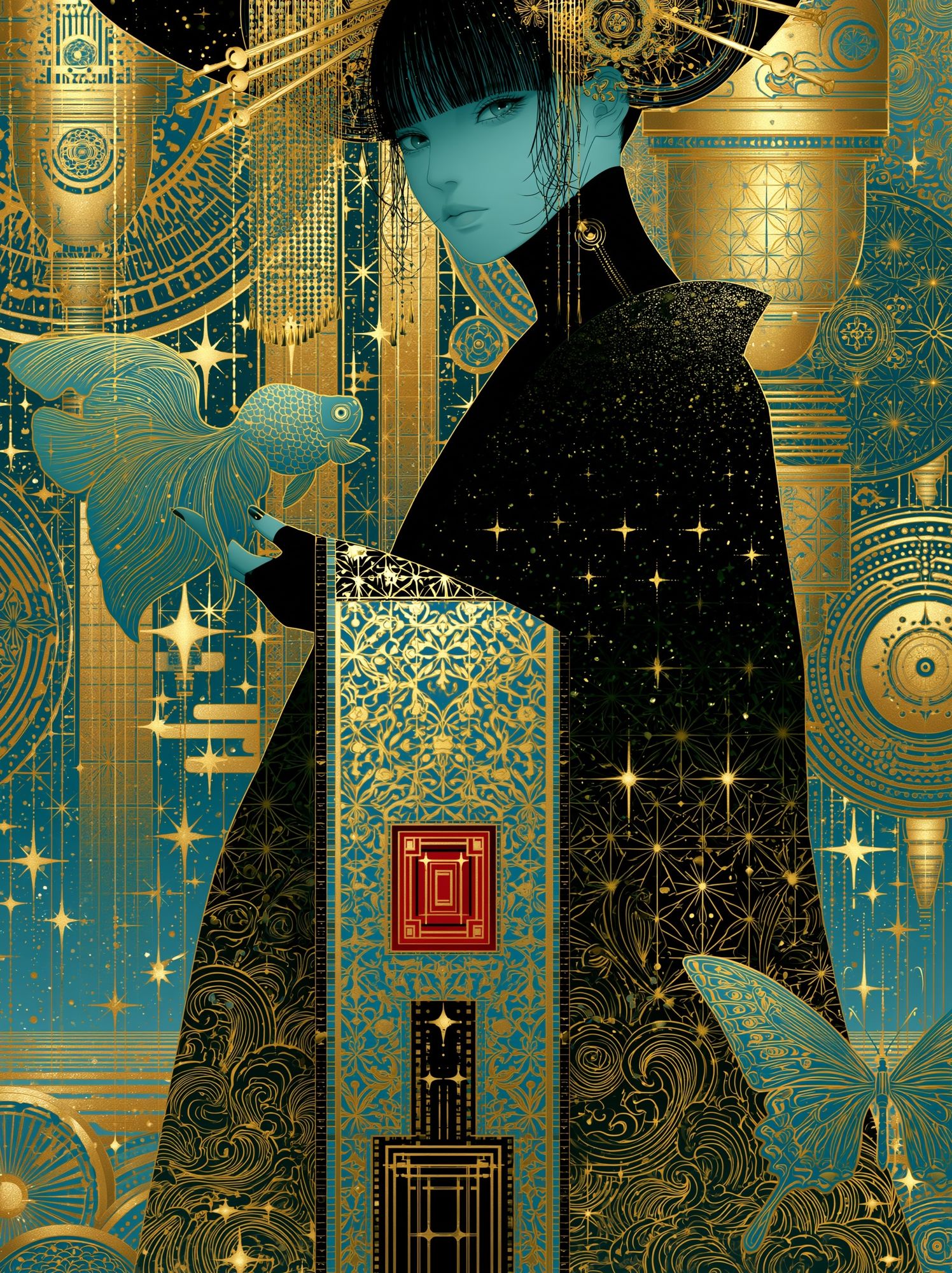Art Deco Geisha Portrait Poster. poster — fine-art art