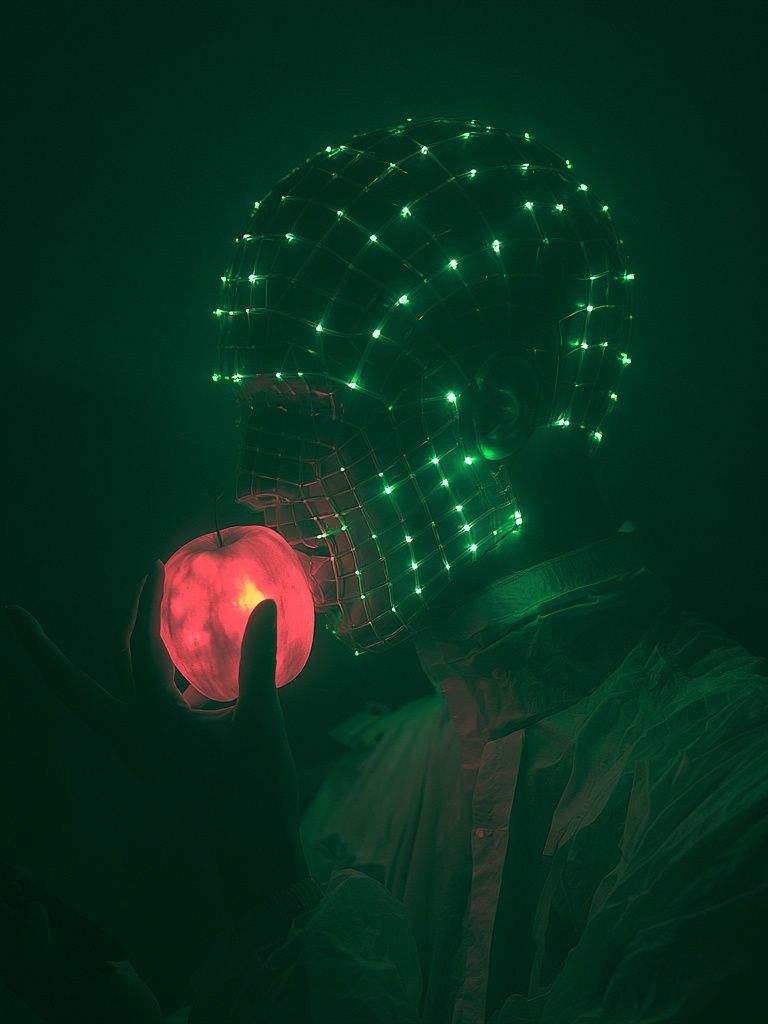Neon Apple Surrealism Print. poster detail