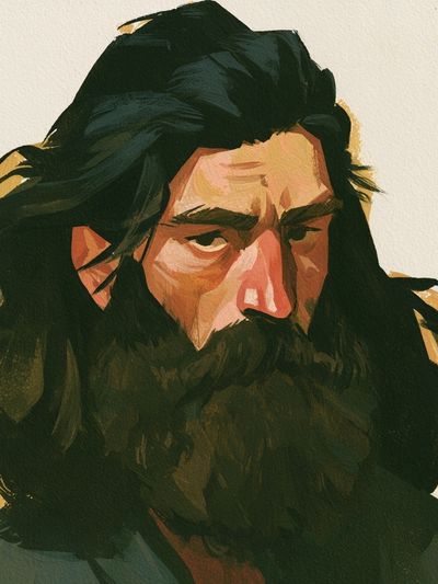 Bearded Man Portrait Print. poster print