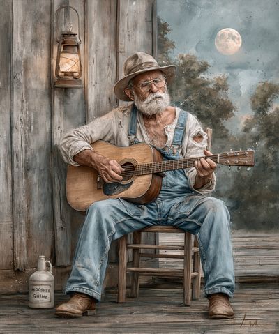 Old Cowboy Guitarist — Fine-Art Print. poster print