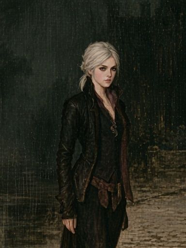 Blonde Woman in Dark Rain Poster. poster detail