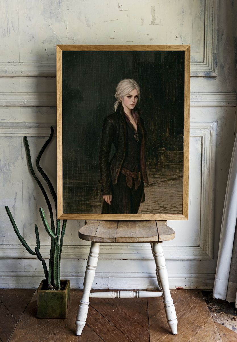 Blonde Woman in Dark Rain Poster. — room view 1