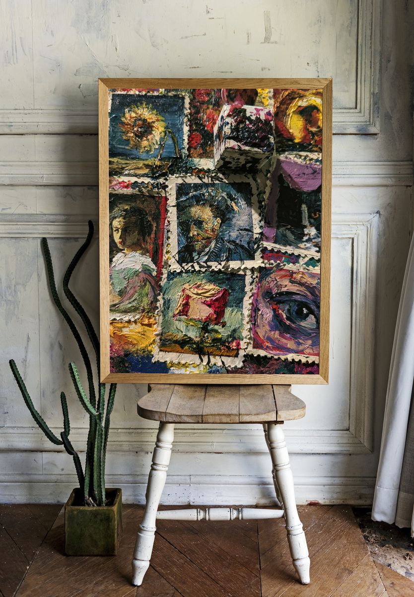 Abstract Portrait Collage Fine-Art Poster. — room view 1