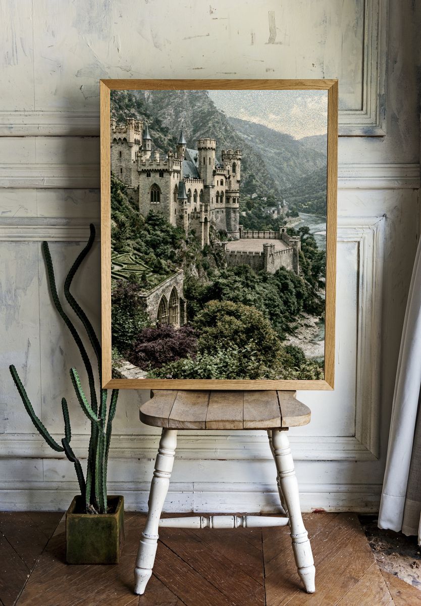 Riverside Castle Landscape Print. — room view 1