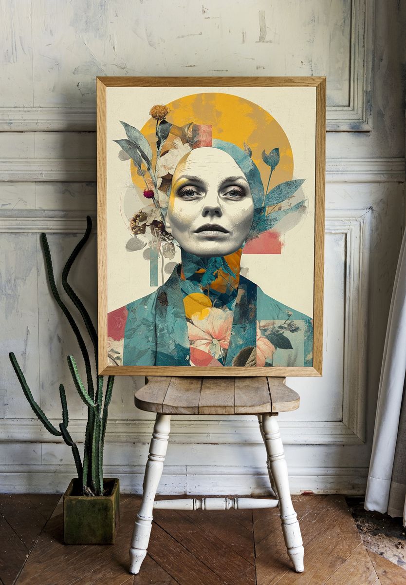 Floral Surreal Portrait Print. — room view 1