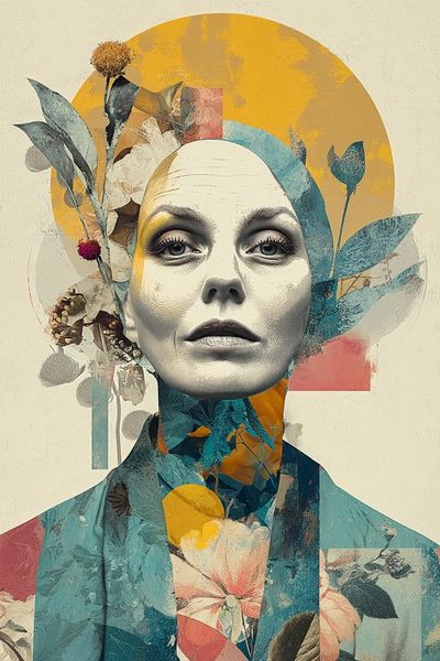 Floral Surreal Portrait Print. poster print