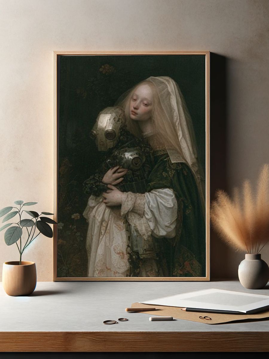 Gothic Robot Embrace Print. — room view 2