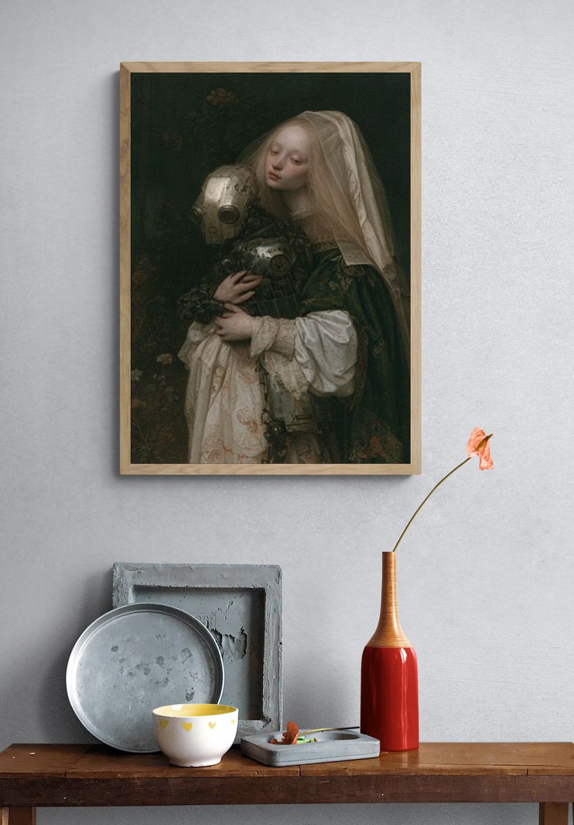 Gothic Robot Embrace Print. — room view 3