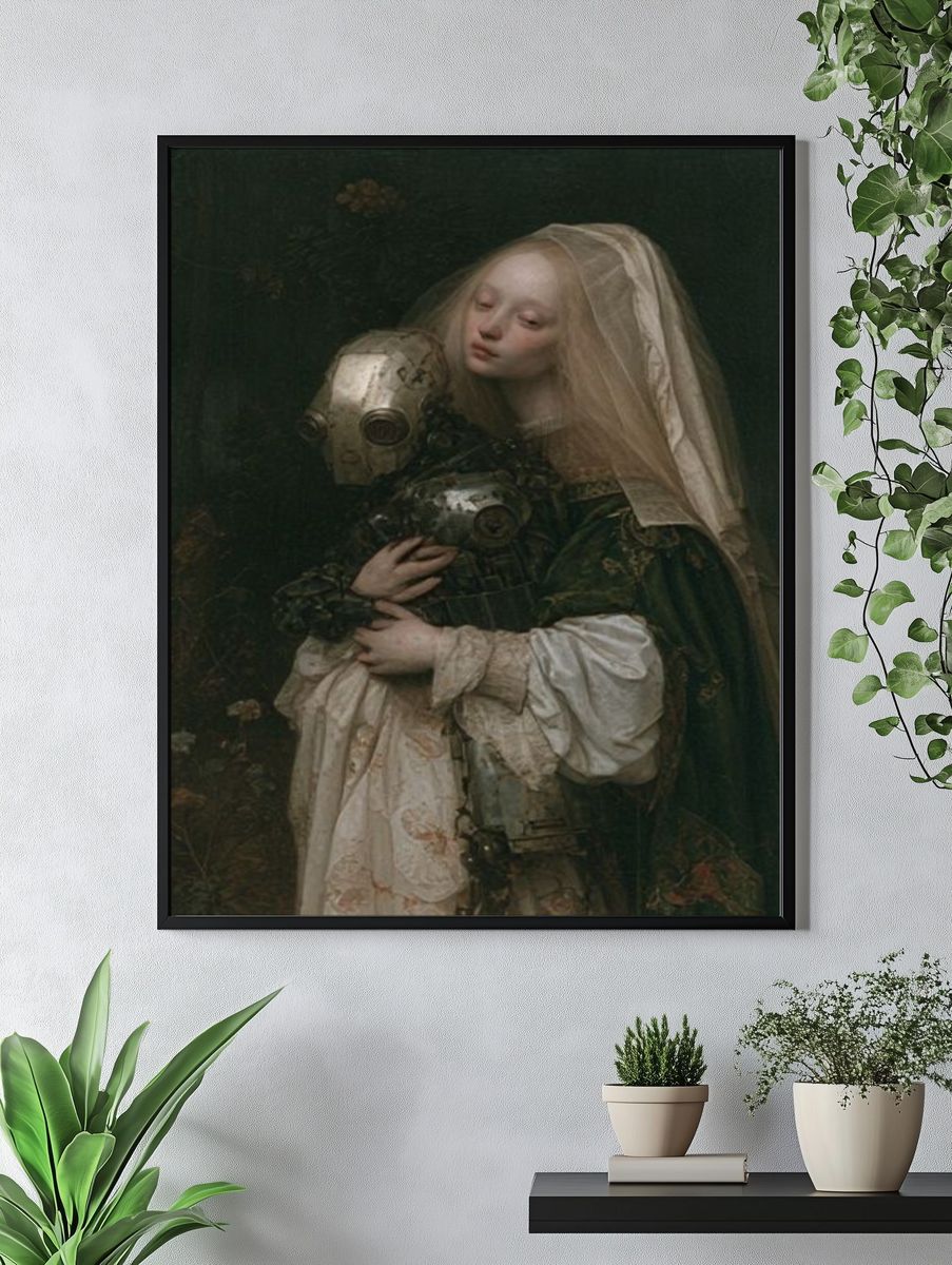 Gothic Robot Embrace Print. — room view 4