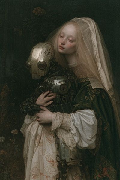 Gothic Robot Embrace Print. poster