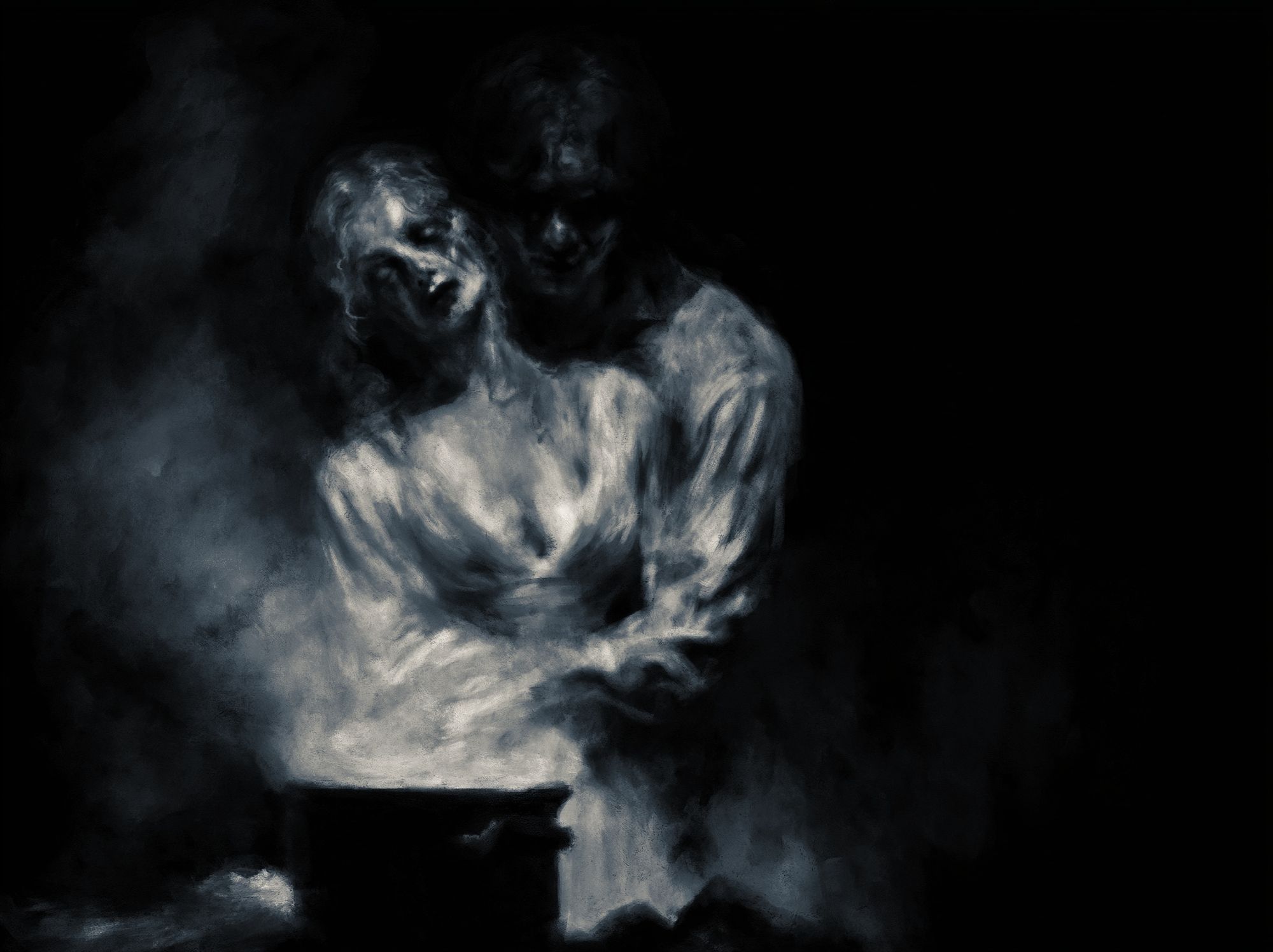 Ghostly Couple Surrealism Print. poster detail