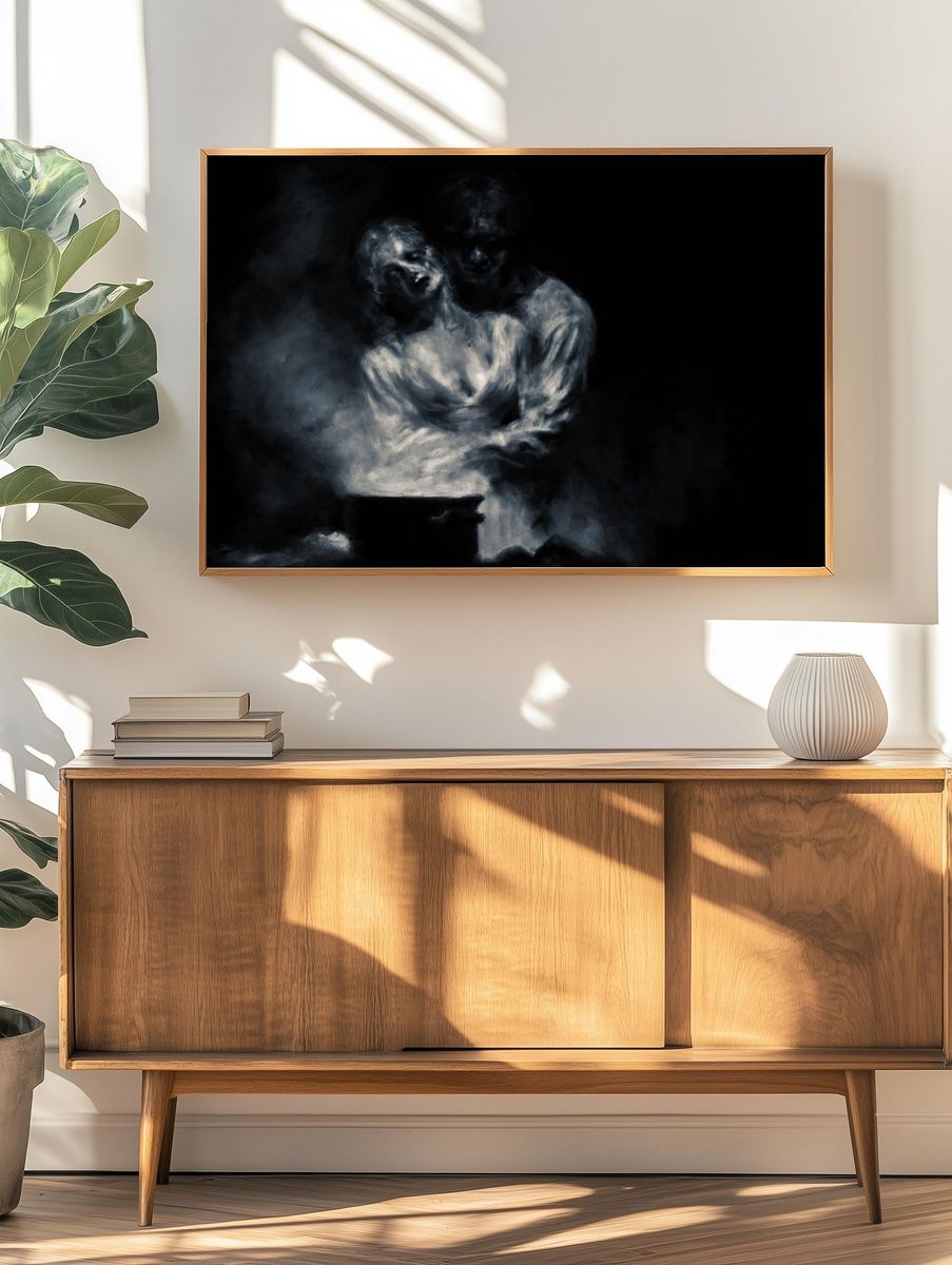Ghostly Couple Surrealism Print. — room view 3