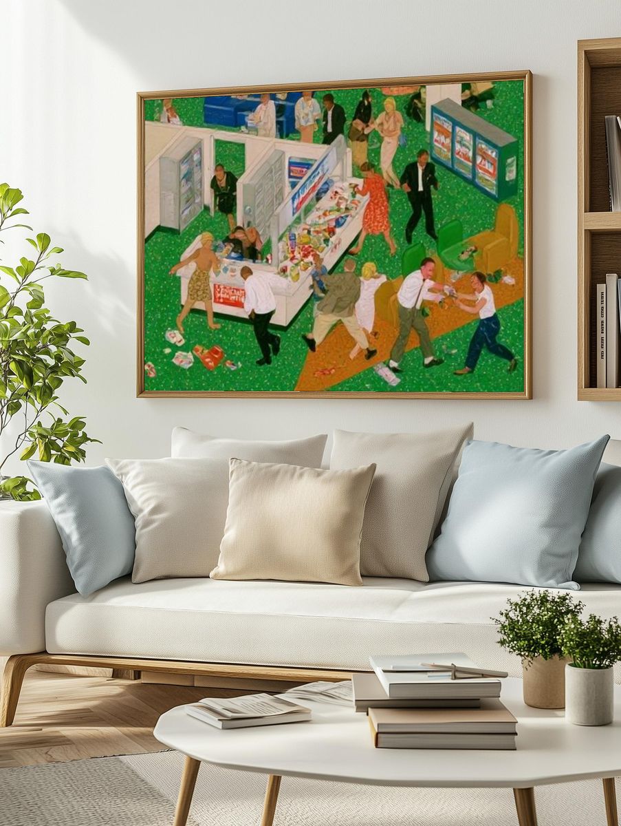 Supermarket Chaos Fine-Art Poster. — room view 2