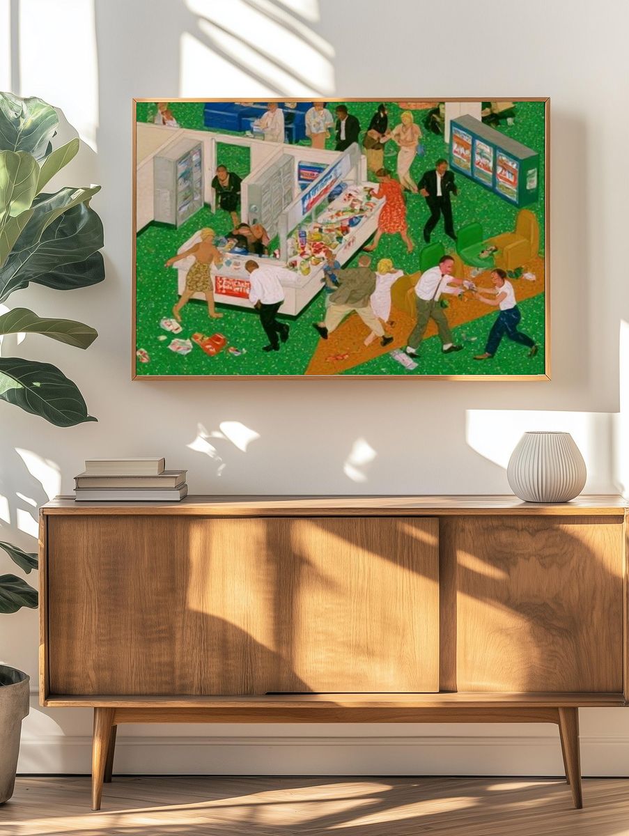 Supermarket Chaos Fine-Art Poster. — room view 3