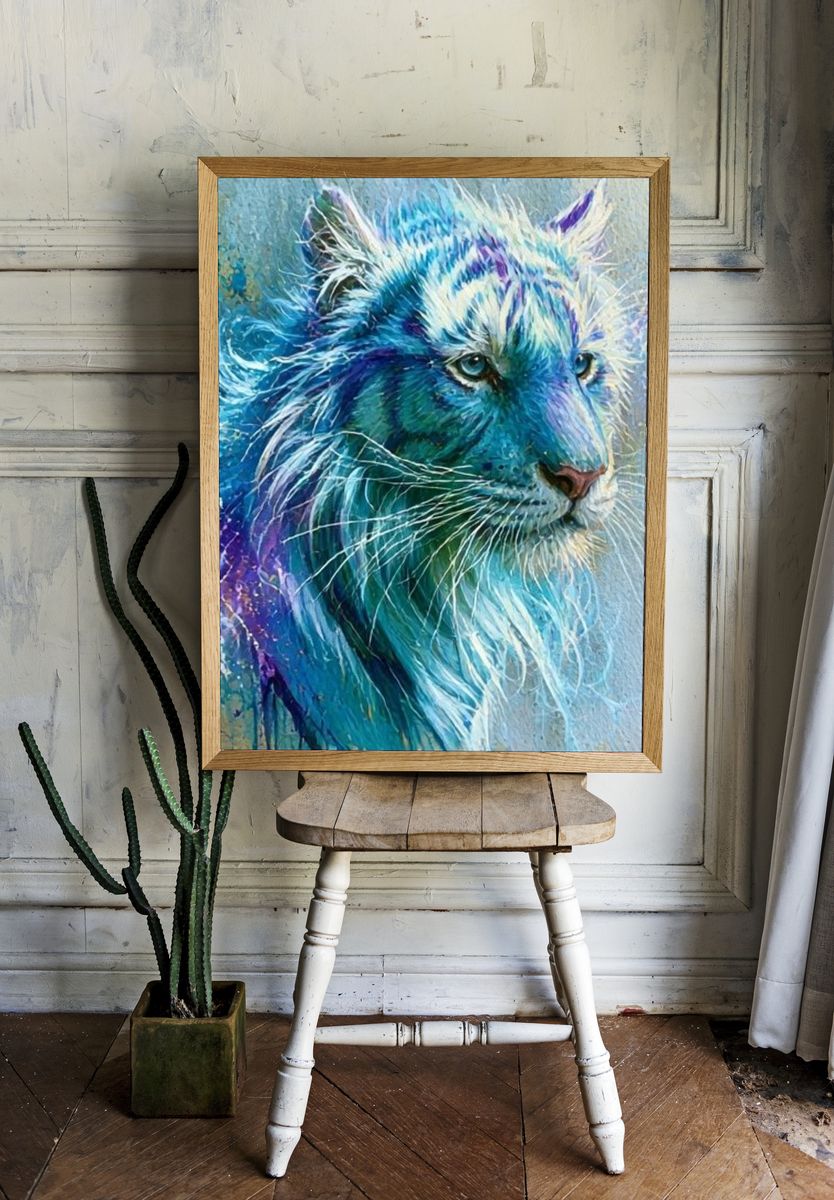 Blue Tiger Fine-Art Poster. — room view 1