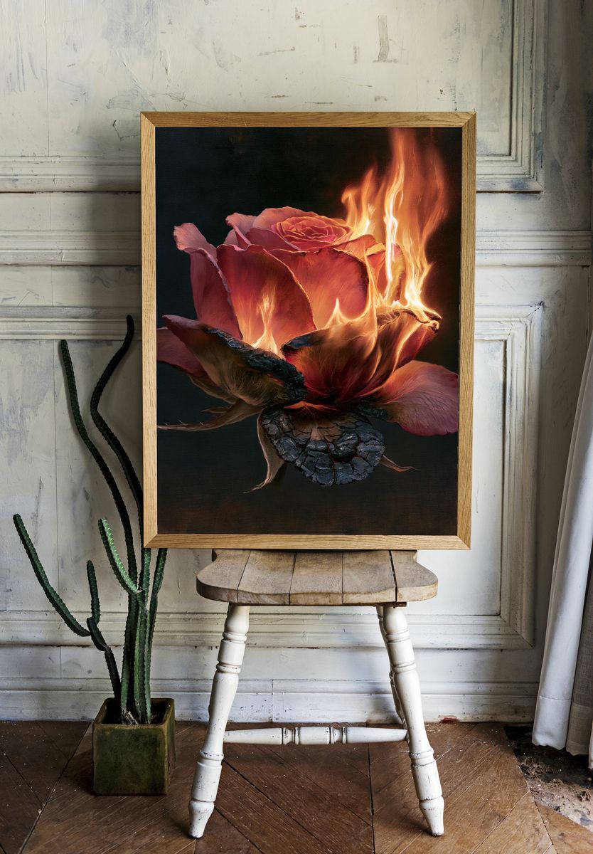 Burning Rose Fine-Art Print. — room view 1