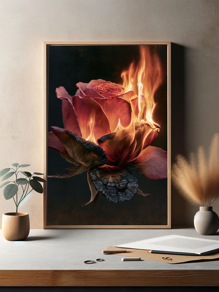 Burning Rose Fine-Art Print. — room view 2