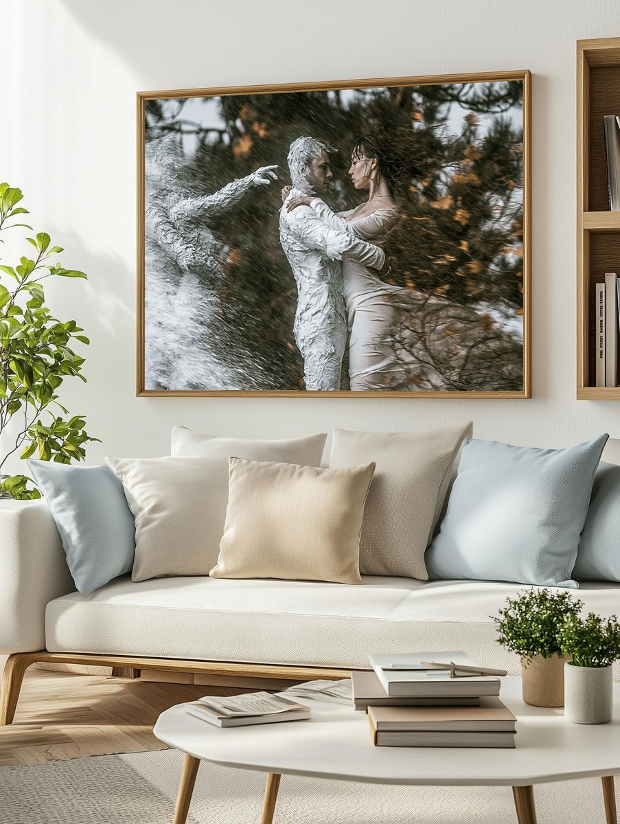 Textured Lovers Surrealism Print. — room view 2