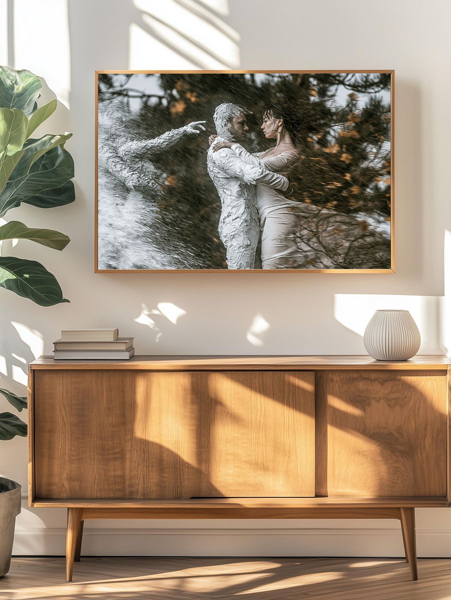 Textured Lovers Surrealism Print. — room view 3